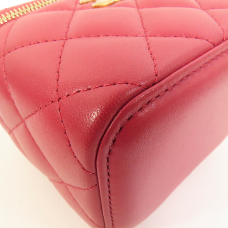 CHANEL 羊皮皮革Mini Top Handle Vanity Case金扣鏈帶肩背袋-13