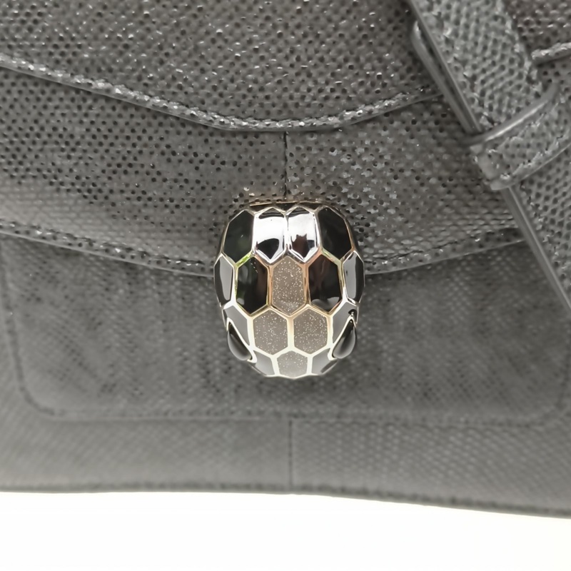 BVLGARI SerpentiForever風琴蛇頭包小號黑色蛇皮-4