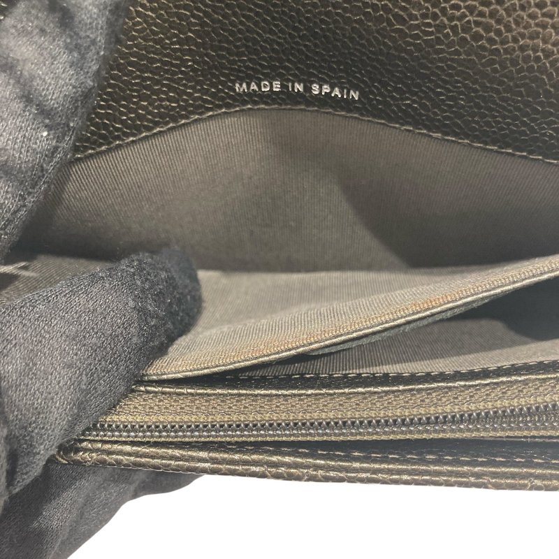 CHANEL 香奈兒 MATELASSE 口蓋長夾 荔枝皮 金屬綠 銀釦 菱格-4