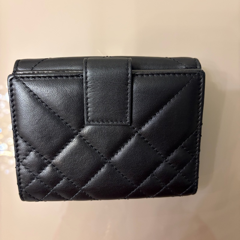 VERSACE純羊皮黑色三折疊短夾-2