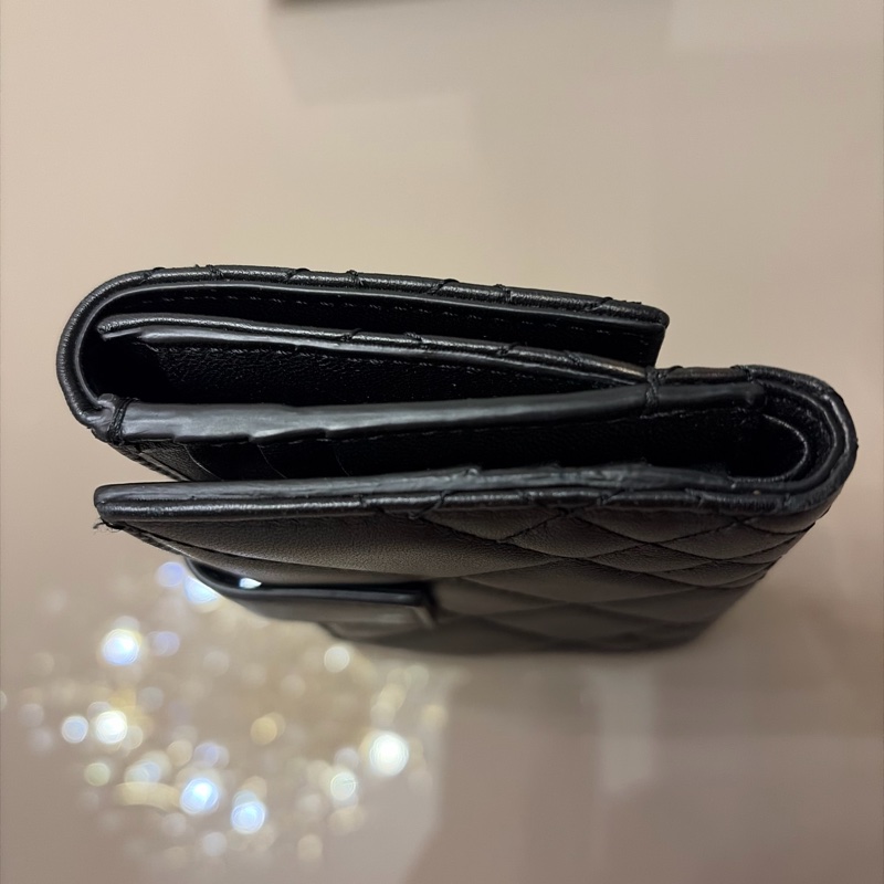 VERSACE純羊皮黑色三折疊短夾-10