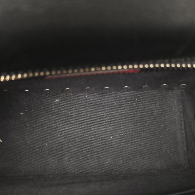 VALENTINO 黑色牛皮淺金扣鉚釘郵差包斜挎包小號-5