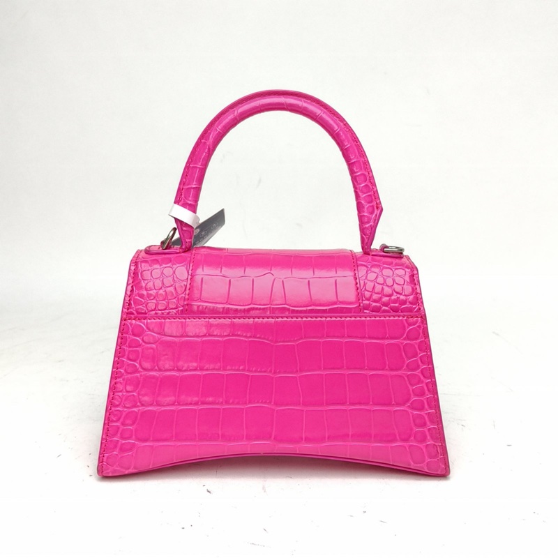 BALENCIAGA Hourglass沙漏S碼鱷魚壓紋玫紅牛皮-2