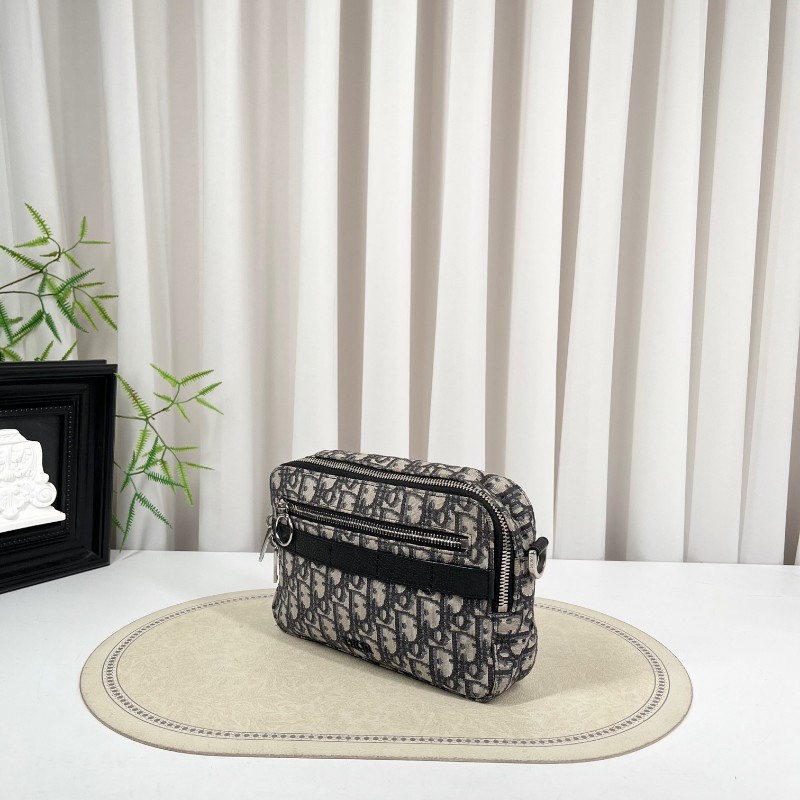 DIOR迪奧 老花帆布銀扣safari相機包郵差包單肩斜挎包 容量適中 肩帶可調節 適合日常通勤使用-3