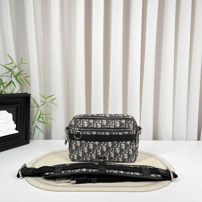 DIOR迪奧 老花帆布銀扣safari相機包郵差包單肩斜挎包 容量適中 肩帶可調節 適合日常通勤使用-5