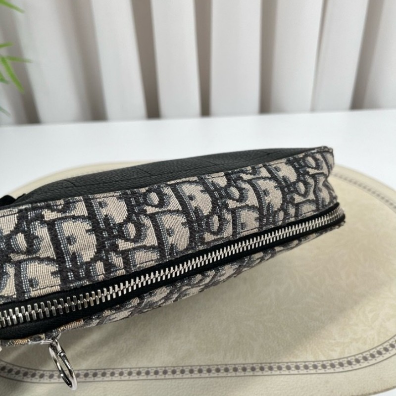 DIOR迪奧 老花帆布銀扣safari相機包郵差包單肩斜挎包 容量適中 肩帶可調節 適合日常通勤使用-8