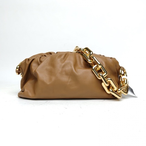 BOTTEGA VENETA Pouch雲朵包TheChain粗鏈條單肩包柚木色牛皮