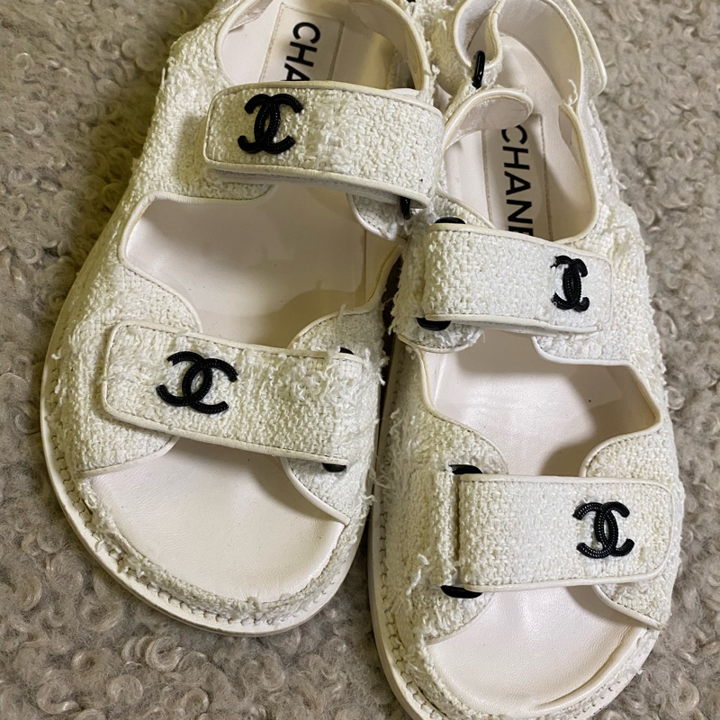 Chanel 白色 涼鞋 新 37~38參考-0