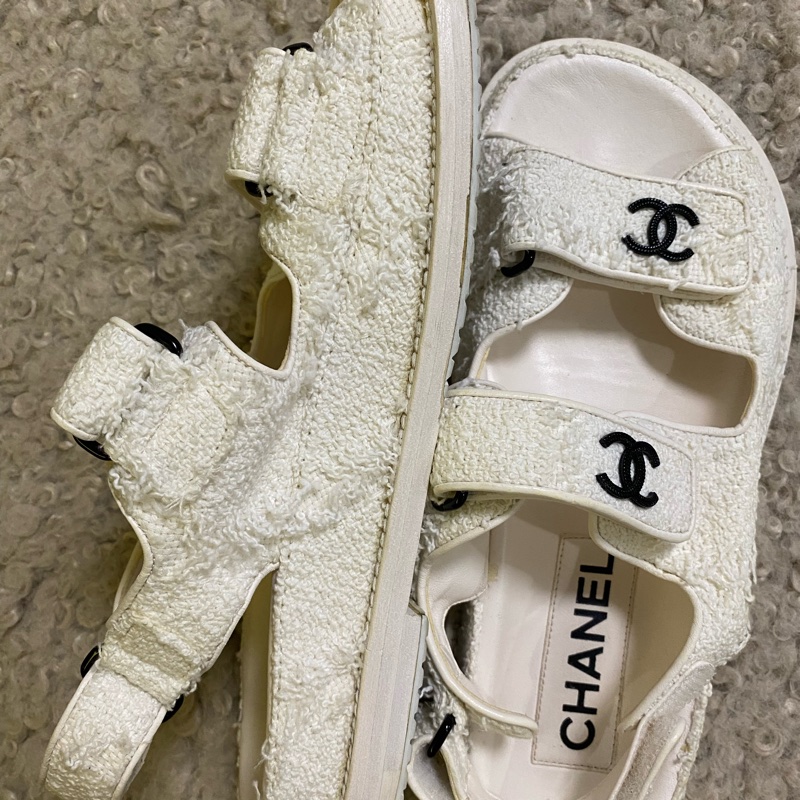 Chanel 白色 涼鞋 新 37~38參考-3