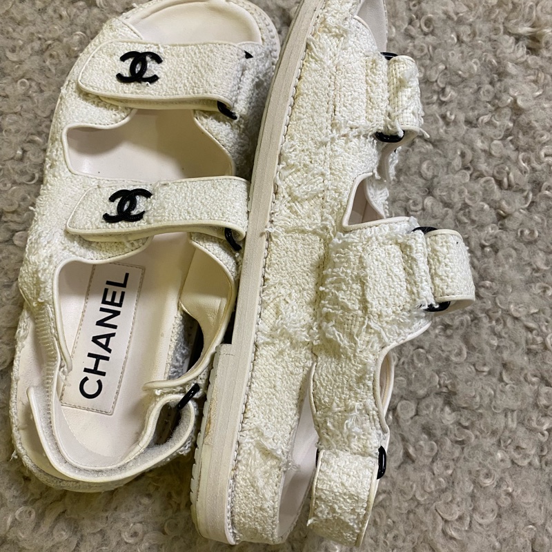 Chanel 白色 涼鞋 新 37~38參考-4