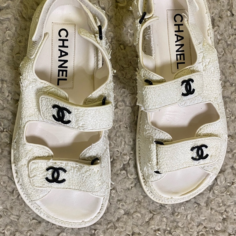 Chanel 白色 涼鞋 新 37~38參考-10