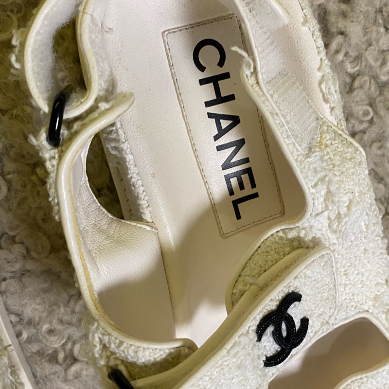 Chanel 白色 涼鞋 新 37~38參考-11