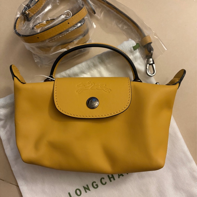 Longchamp xtra can 蜜糖黃手提肩背包-1