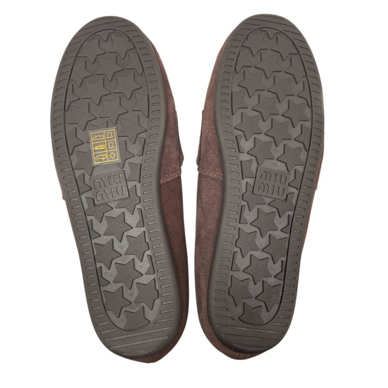 MIU MIU 穆穆 2024 秋冬 樂福鞋 平底鞋 麂皮 羊毛 巧克力色 金釦-3