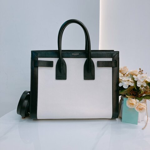 MS0604 Saint Laurent 聖羅蘭 經典 風琴包 手提包 單肩 小號 牛皮 熊貓配色 黑白色 金扣  Sac De Jour Small Calfskin Bi-Colour White X Black