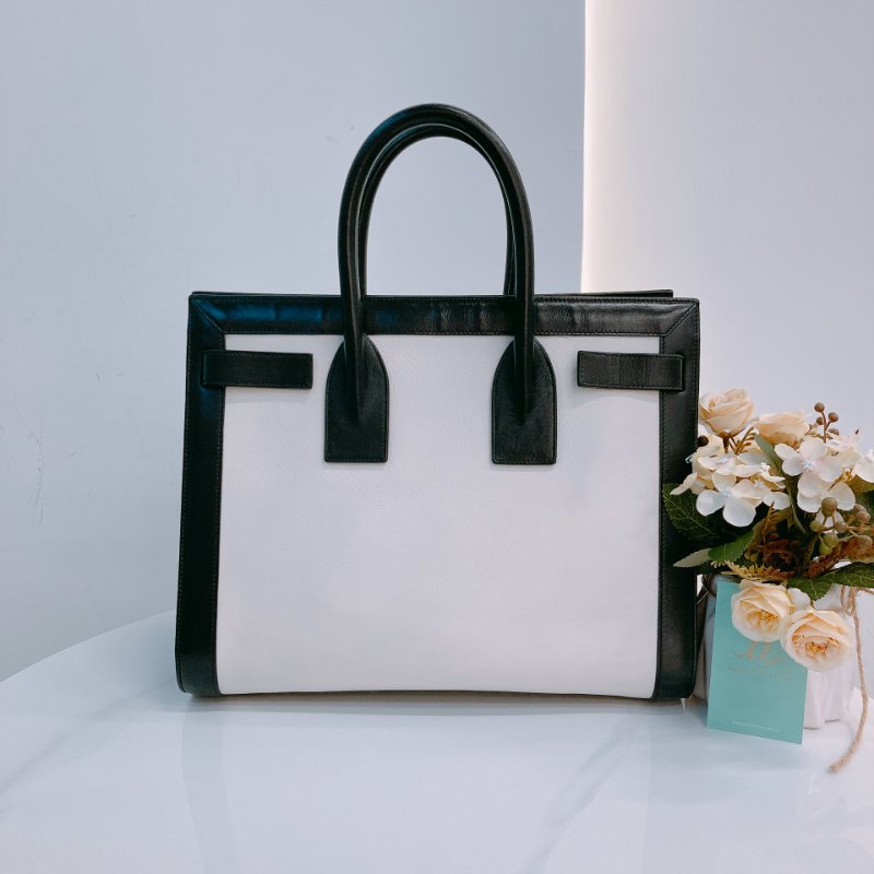 MS0604 Saint Laurent 聖羅蘭 經典 風琴包 手提包 單肩 小號 牛皮 熊貓配色 黑白色 金扣  Sac De Jour Small Calfskin Bi-Colour White X Black-1