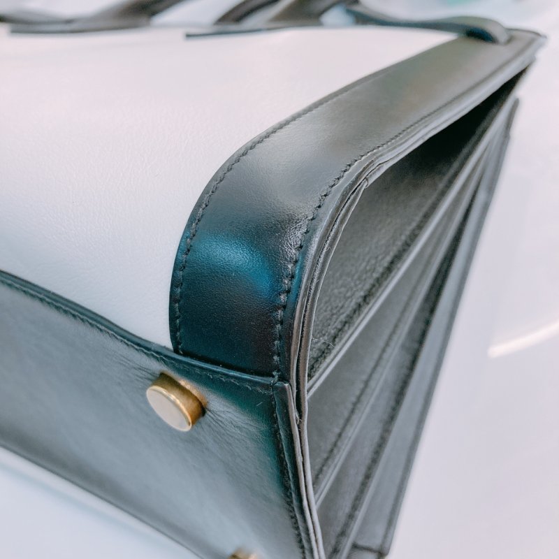 MS0604 Saint Laurent 聖羅蘭 經典 風琴包 手提包 單肩 小號 牛皮 熊貓配色 黑白色 金扣  Sac De Jour Small Calfskin Bi-Colour White X Black-6