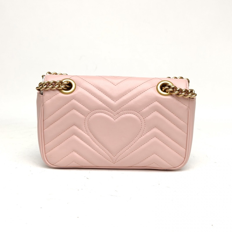 GUCCI GGMarmont肩背包Mini粉色牛皮金扣-2