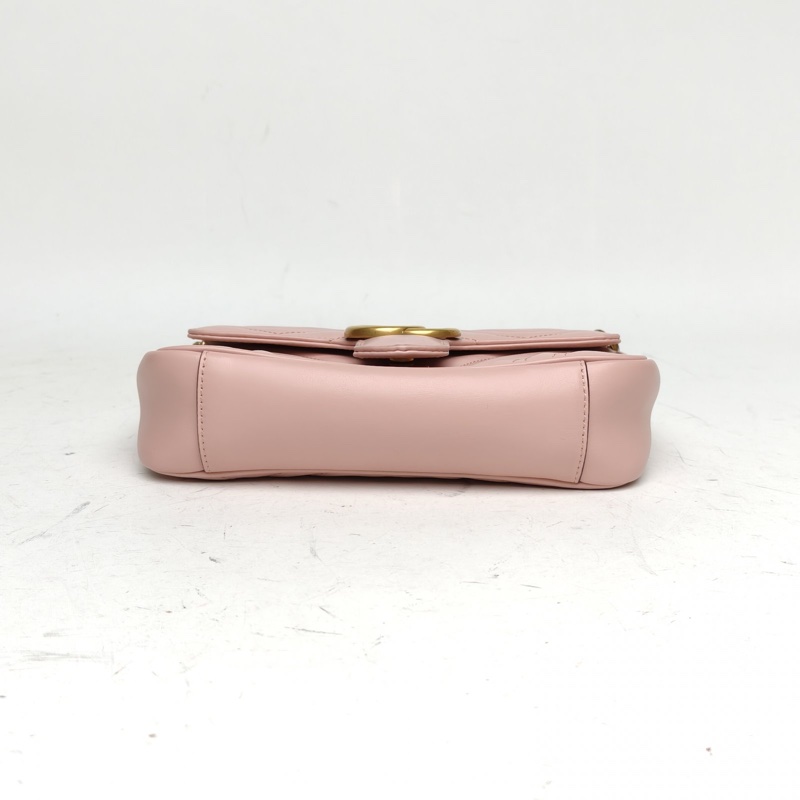 GUCCI GGMarmont肩背包Mini粉色牛皮金扣-3