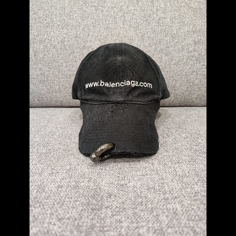 Balenciaga 750716 Logo 巴黎世家 黑色帆布 刷舊 金屬環 刺繡 棒球帽 帽子 帽 全新 S 號-0