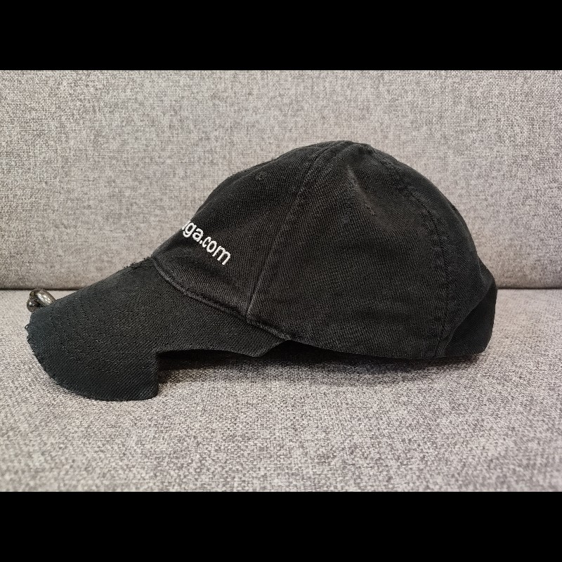 Balenciaga 750716 Logo 巴黎世家 黑色帆布 刷舊 金屬環 刺繡 棒球帽 帽子 帽 全新 S 號-1