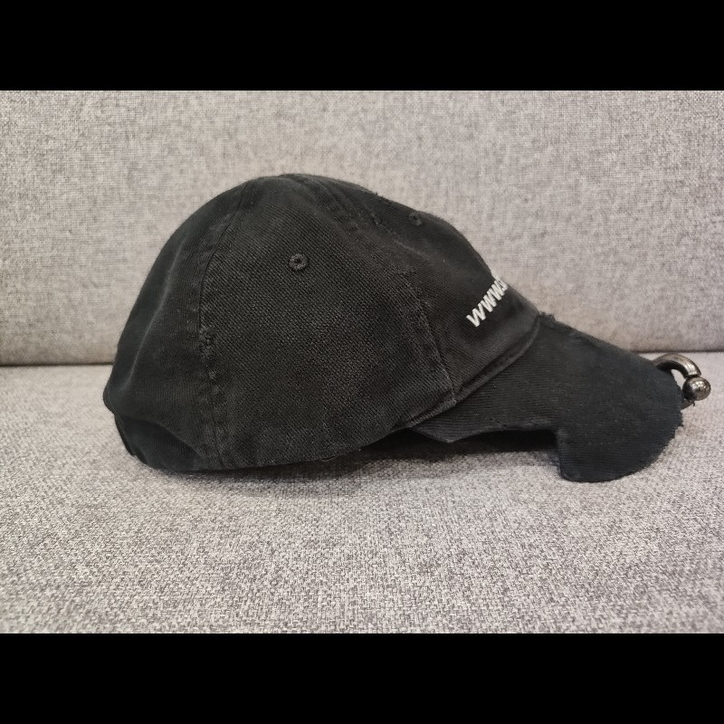 Balenciaga 750716 Logo 巴黎世家 黑色帆布 刷舊 金屬環 刺繡 棒球帽 帽子 帽 全新 S 號-3
