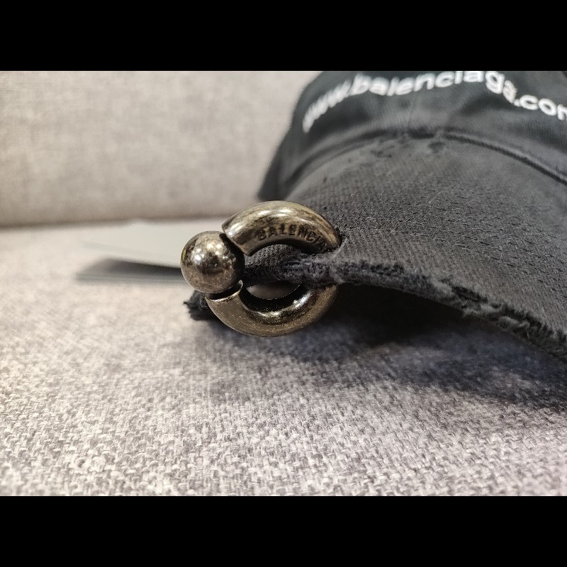 Balenciaga 750716 Logo 巴黎世家 黑色帆布 刷舊 金屬環 刺繡 棒球帽 帽子 帽 全新 S 號-4
