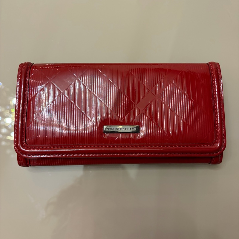 Burberry品牌格紋壓紋長夾-1