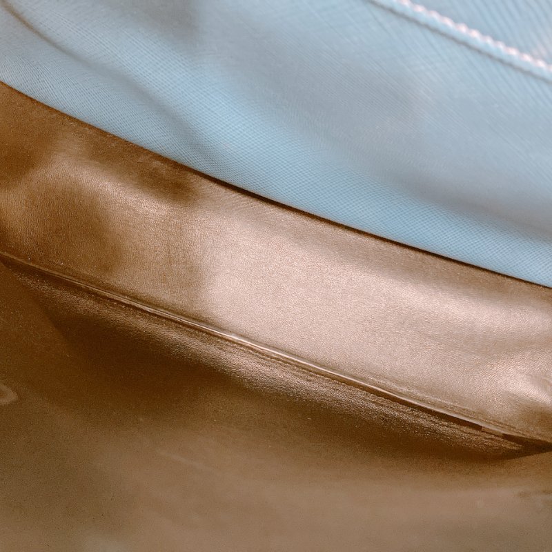 MS0605 Prada 普拉達 十字紋牛皮 殺手包 藍色 金扣 手提包 肩背包 單肩 斜背 Saffiano Double Bag Calfskin Blue x GHW-16