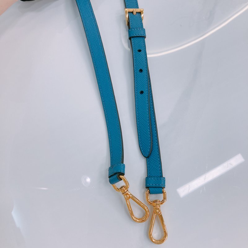MS0605 Prada 普拉達 十字紋牛皮 殺手包 藍色 金扣 手提包 肩背包 單肩 斜背 Saffiano Double Bag Calfskin Blue x GHW-20