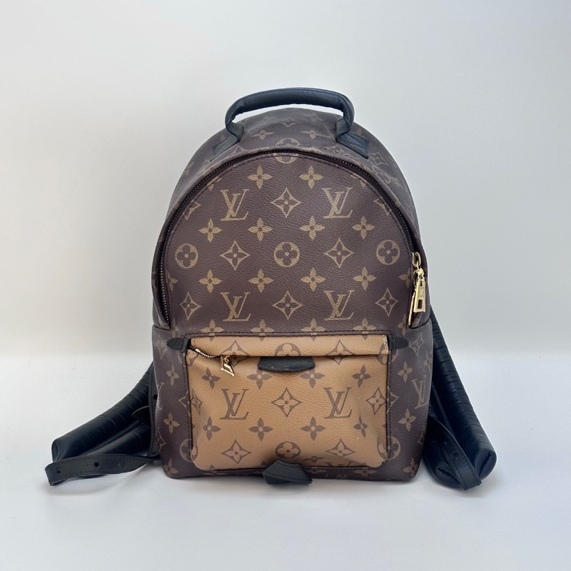 LV PALMSPRINGS拼色 金扣中號後背包 20*29*9 98新配件塵袋-1