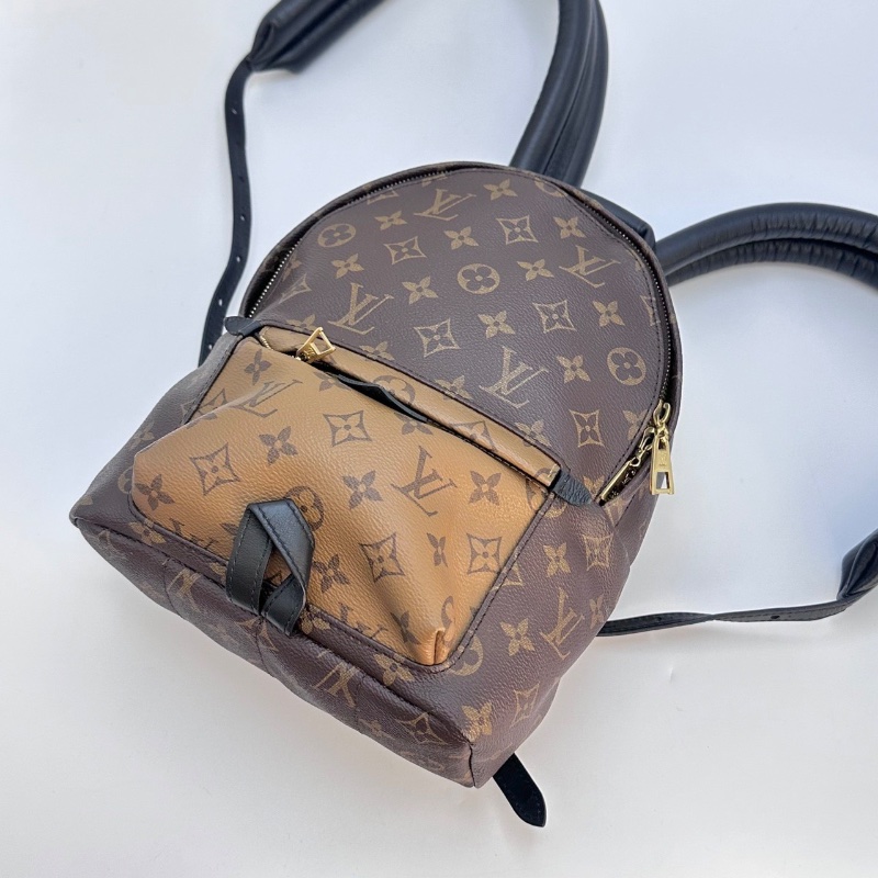 LV PALMSPRINGS拼色 金扣中號後背包 20*29*9 98新配件塵袋-3