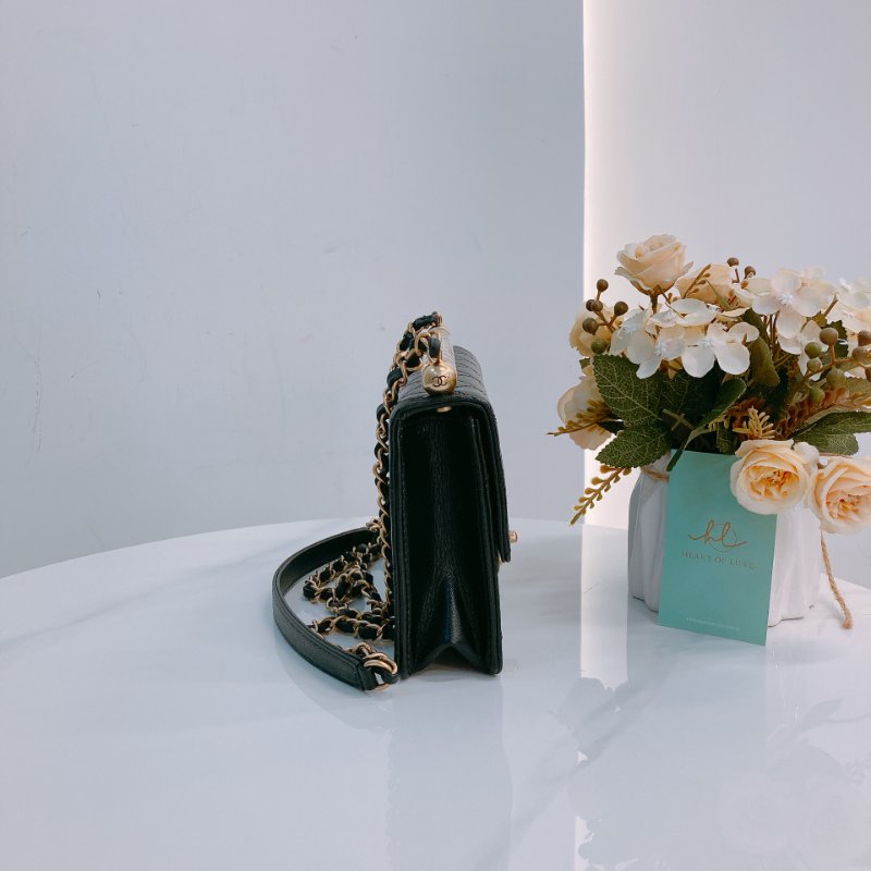 MS0606 Chanel 香奈兒 透明珍珠 標誌 翻蓋 鏈條 斜背包 腋下包 Chic Acrylic Pearl Flap 19cm Calfskin Black x GHW-2