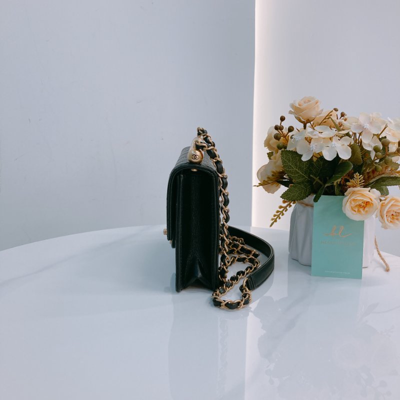 MS0606 Chanel 香奈兒 透明珍珠 標誌 翻蓋 鏈條 斜背包 腋下包 Chic Acrylic Pearl Flap 19cm Calfskin Black x GHW-3