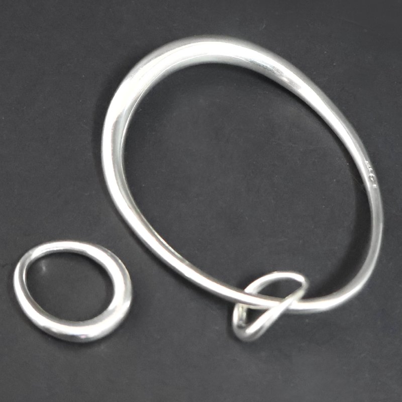 金鐸精品~C786 GEORG JENSEN喬治傑生Offspring系列鵝蛋型925銀手環戒指-9