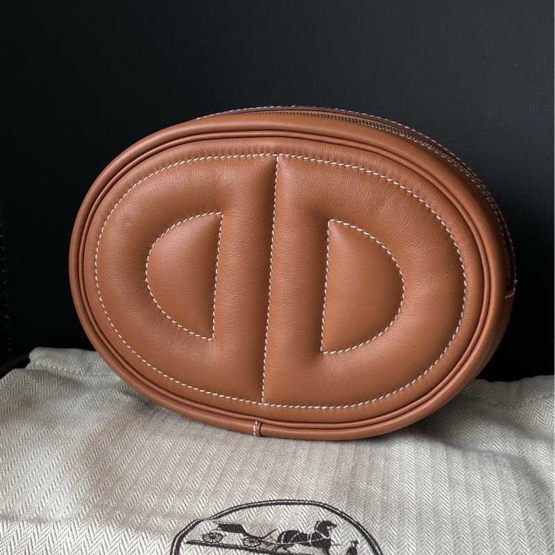 Hermes 爱马仕猪鼻子腰包intheloop金棕银扣-0