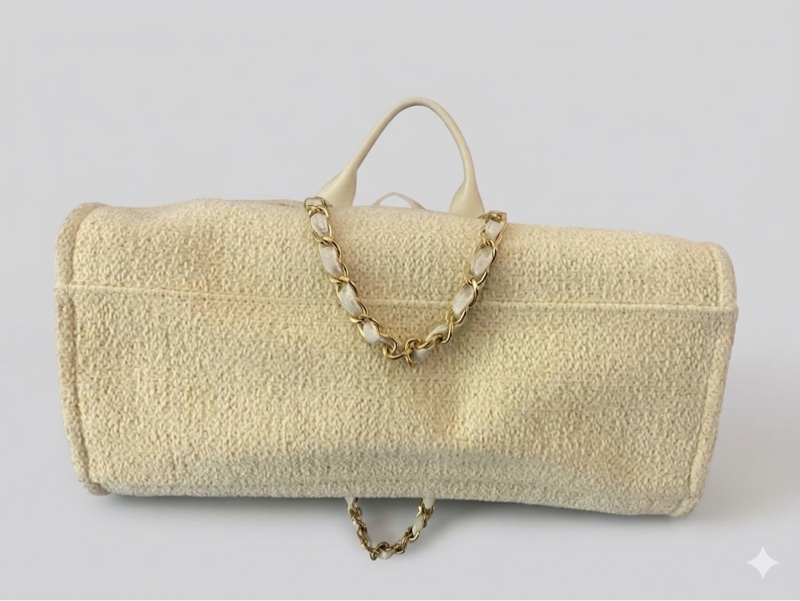 香奈兒/Chanel  米色金絲編織沙灘包 28開  尺寸 39×31×20 慵懶渡假風-6