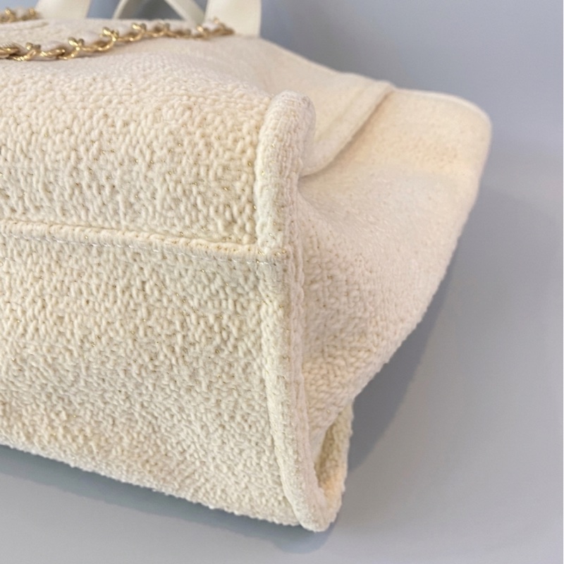 香奈兒/Chanel  米色金絲編織沙灘包 28開  尺寸 39×31×20 慵懶渡假風-7