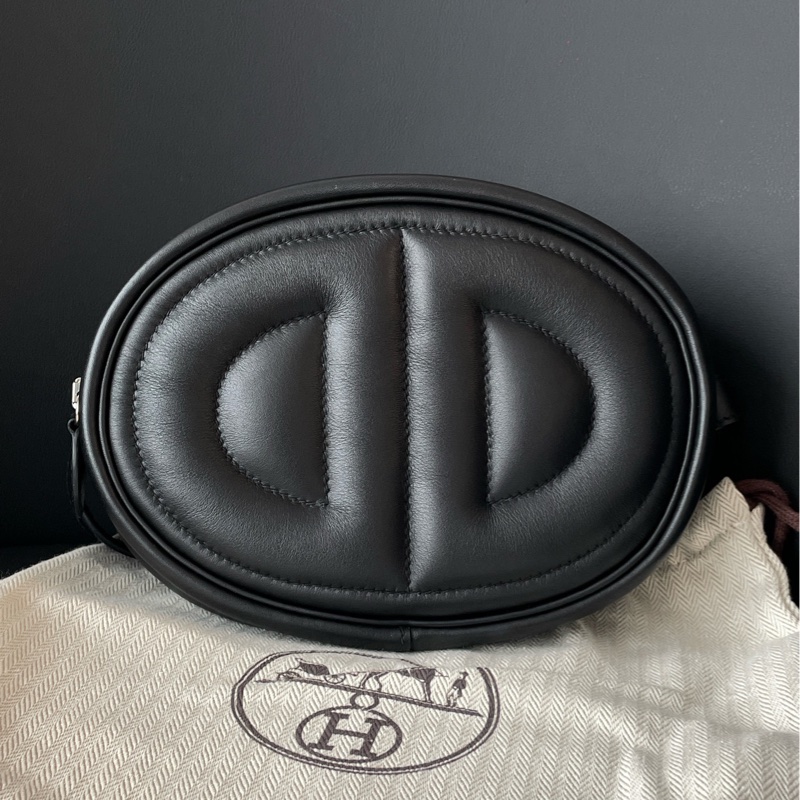 Hermes 愛馬仕 豬鼻子腰包intheloop腰包黑色銀扣-0