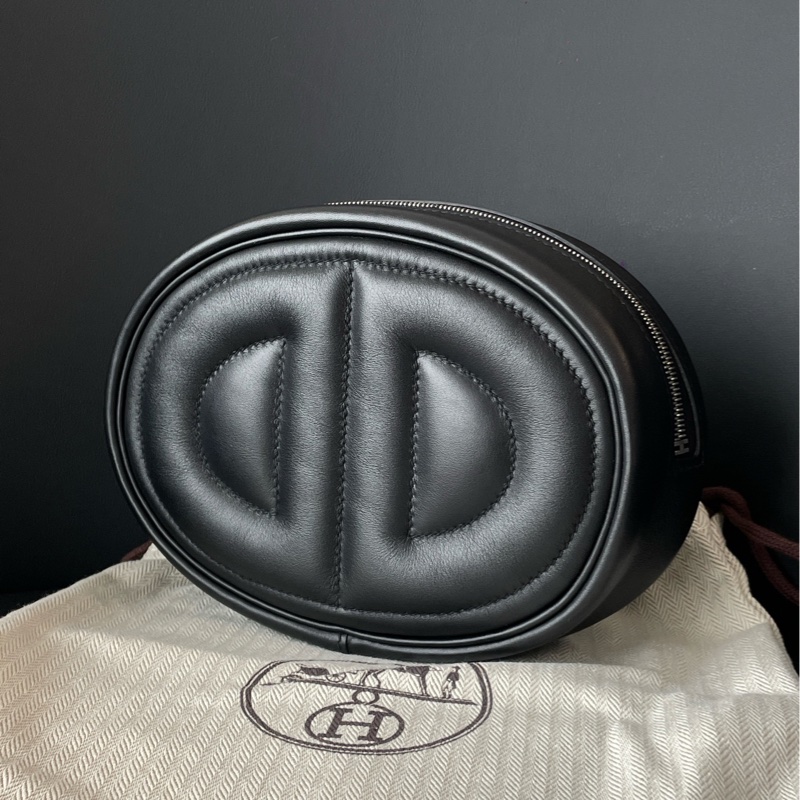 Hermes 愛馬仕 豬鼻子腰包intheloop腰包黑色銀扣-1