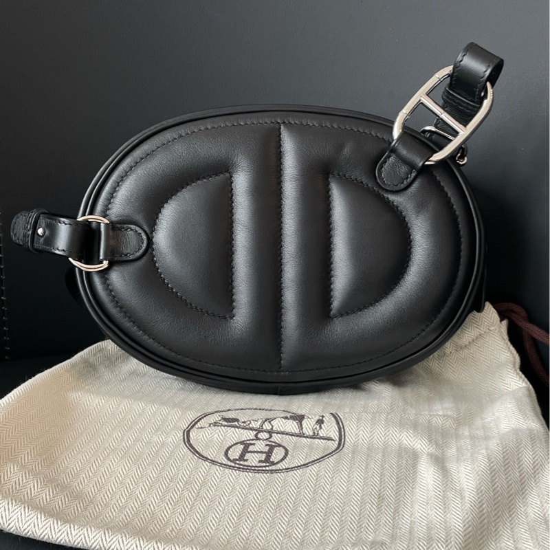 Hermes 愛馬仕 豬鼻子腰包intheloop腰包黑色銀扣-2