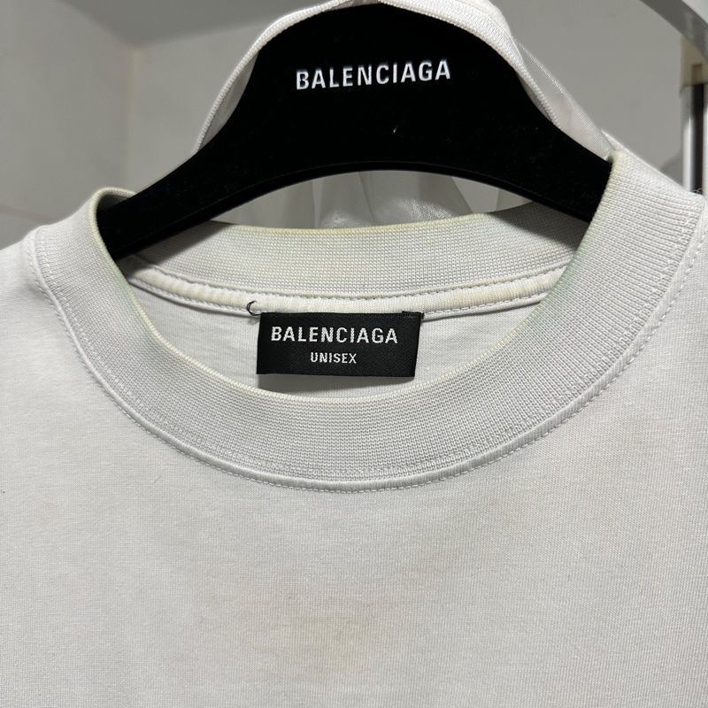 巴黎世家 刺繡 balenciaga 短袖 白灰色-2