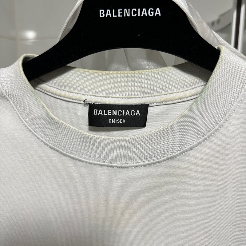 巴黎世家 刺繡 balenciaga 短袖 白灰色-3