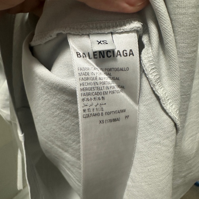 巴黎世家 刺繡 balenciaga 短袖 白灰色-5