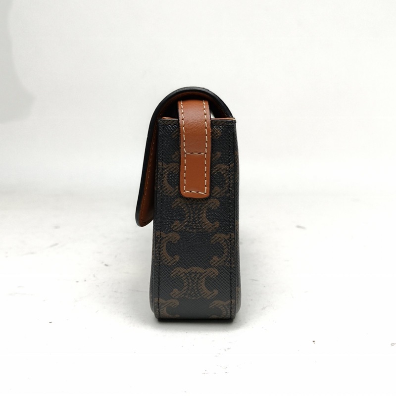 CELINE Triomphe凱旋門金屬鎖扣橫版肩背包老花PVC-1