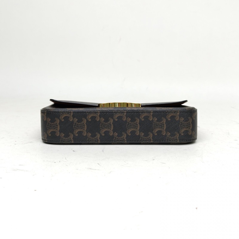 CELINE Triomphe凱旋門金屬鎖扣橫版肩背包老花PVC-3