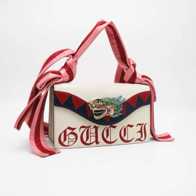 Gucci 限量款 龍頭緞帶包 手提斜背包25*15*9 99新配件塵袋-6
