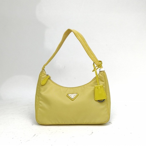 PRADA Hobo腋下包黃色尼龍銀扣