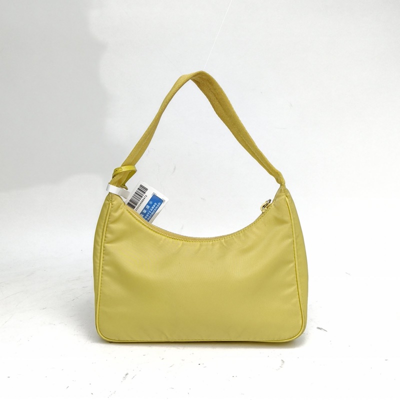PRADA Hobo腋下包黃色尼龍銀扣-2