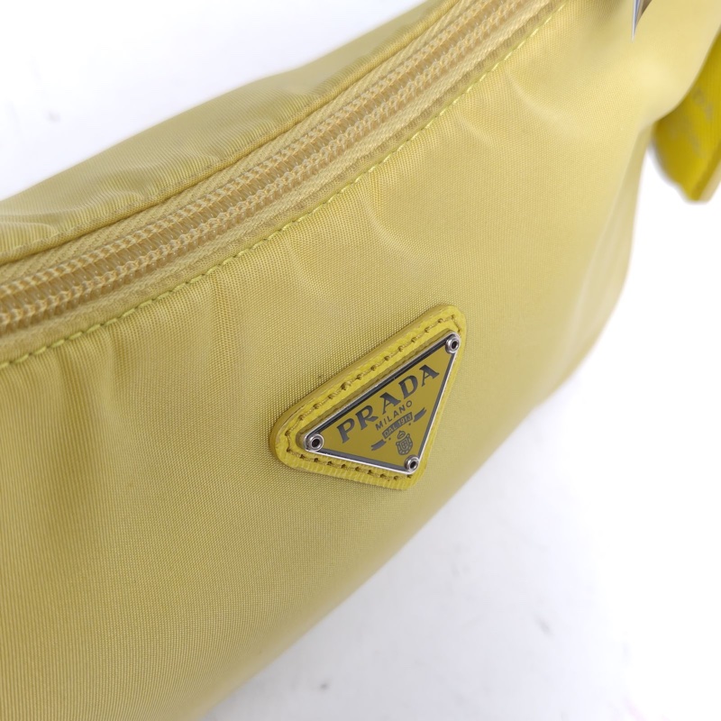 PRADA Hobo腋下包黃色尼龍銀扣-4